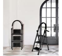 ViYi. Escabeau 3 Marches Pliable - Marches Antidérapantes - Dimensions 55×43×97 cm - Charge 150Kg - Noir