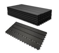 Vkechh Dalles de terrasse en WPC, dalles à clipser pour terrasse et balcon, 30 x 60 cm, gris. Lames de terrasse avec système de drainage, lot de 60 pièces (10 m²) pour un sol de jardin solide.
