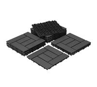 Vkechh Dalles de terrasse en WPC, dalles à clipser pour terrasses et balcons, 30 x 30 cm, gris. Aspect lames de terrasse avec système de drainage, 11 pièces (1 m²) pour un revêtement de sol durable.