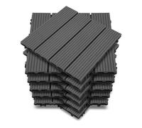 Vkechh Dalles de terrasse en WPC, dalles à clipser pour terrasses et balcons, 30 x 30 cm, gris. Lames de terrasse avec système de drainage, 33 pièces (3 m²) pour un revêtement de sol antidérapant.