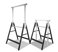 Vkechh Lot de 2 tréteaux d'échafaudage 200 kg - Réglables en hauteur sur 7 positions de 81 à 130 cm - Pliables en métal, Tréteau pliant, Tréteau d'échafaudage, Tréteau de travail - Tréteau métallique