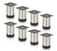 Vkechh Lot de 8 pieds de meubles réglables en acier inoxydable de 10 cm | Haute capacité de charge, pieds de meubles pour chaises, table, armoire, meuble TV, bureau, étagère, canapé, lit et commode