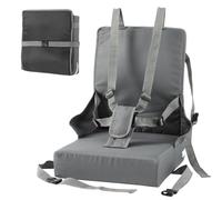 Vkechh Rehausseur de chaise pour enfant, chaise réglable avec harnais à 5 points, coussin d'assise portable, chaise pour enfant, antidérapant, avec sac de rangement, gris