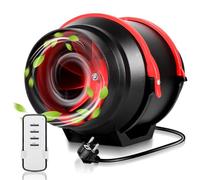 Vkechh Ventilateur tubulaire, 100 mm, réglable, ventilateur à canal en ligne, 320 m3/h, ventilateur d'extraction silencieux, avec télécommande, prise UE pour salle de bain, toilettes, cuisine, serre