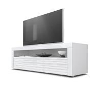 Vladon Buffet bas Valencia, Meuble TV en Blanc/Blanc haute brillance Harmony structure 3D Blanc haute brillance (155 x 46 x 40 cm)