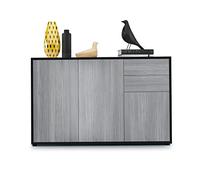 Vladon Buffet Ben V3, Commode avec 3 Portes et 2 tiroirs, Noir Mat/Avola-Anthracite (117 x 74 x 36 cm)