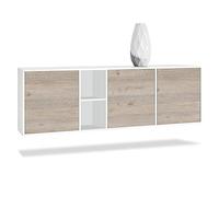 Vladon Commode Cuba - Blanc Mat/chêne Nordique - Buffet Moderne pour Votre Salon - (LxHxP) 182x53x35 cm
