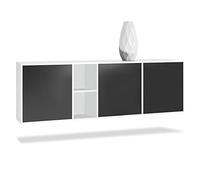 Vladon Commode Cuba - Blanc Mat/Noir Mat - Buffet Moderne pour Votre Salon - (LxHxP) 182x53x35 cm