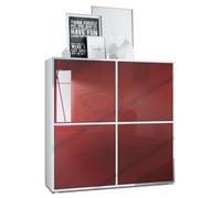 Vladon Highboard Cuba V2 104 x 105 5 x 35 5 Buffet haut à 8 compartiments en Blanc mat et Bordeaux laqué haute brillance