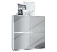 Vladon Highboard Cuba V2 104 x 105 5 x 35 5 cm Buffet haut à 8 compartiments caisson en blanc mat façades en Gris clair satiné