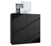 Vladon Highboard Cuba V2 104 x 105,5 x 35,5 cm Buffet haut à 8 compartiments, caisson en noir mat - façades en Noir mat
