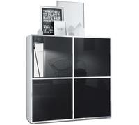 Vladon Highboard Cuba V2 104 x 105 5 x 35 5 cm Buffet haut à 8 compartiments en Blanc mat et Noir laqué haute brillance