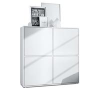 Vladon Highboard Cuba V2 Placard 104 x 105 5 x 35 5 cm Buffet haut à 8 compartiments caisson en blanc mat - façades en Blanc mat