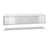 Vladon Meuble TV Lana 140 armoire murale lowboard 140 x 29 x 37 cm, caisson en Noir mat, façades en Blanc haute brillance