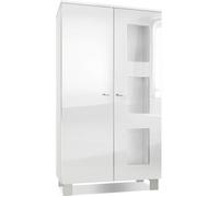 Vladon Vitrine Armoire Denjo, Corps en Blanc mat - Façades en Blanc haute brillance
