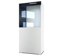 Vladon Vitrine de cinéma, Blanc Mat/Noir Haute Brillance - Vitrine Moderne en Verre - (LxHxP) : 50,5 x 111 x 32,5 cm