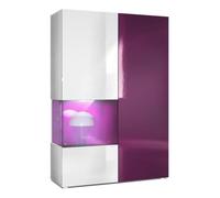 Vladon Vitrine Morena, Corps en Blanc mat- insert en Mûre haute brillance avec LED
