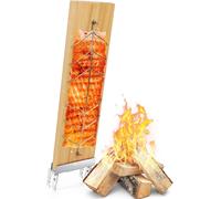 Vlamzalmplank, Zalmplanken avec support inoxydable, plaque en bois de cèdre, plaque de fumage portable, accessoires de gril pour braseros et barbecues sphériques, réutilisable, réutilisable