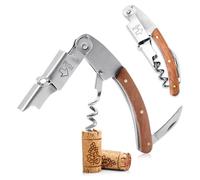 Vlecex Ouvre Bouteille Professionnel, 2 Pièces Tire Bouchon en Acier Inoxydable, 3-en-1 Tire Bouchon de Serveur Avec Coupe Capsule et Décapsuleur pour la Maison Restaurants Bars