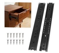 Vlecexs 2 Pièces Glissiere Pour Tiroir Charge Lourde, Rail Tiroir Coulissant, Coulisse de Tiroir Sortie Totale Rail Coulissant Glissière a Bille Capacité de Charge 45kg pour Armoires & Meubles (30cm)