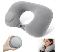 Vlecexs Oreiller de Voyage Gonflable, Coussin de Voyage, Avion Tour de Cou, Oreiller Avion Gonflable, Coussin Avion Cou, Oreiller Gonflables Camping avec Masque pour Voiture Avion Plage Voyages, Gris