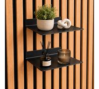 Vleugel Lot de 2 mini étagères murales pour panneaux acoustiques - 15 cm - Noir - Sans perçage - Ajustement universel de 10 à 18 mm - Avec clips et vis moletées - Étagère flottante pour panneaux