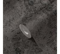 Vliestapete Sombre Structure Rustique - Noir, Argent