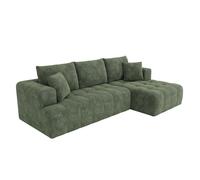 VLIVRA Canapé d'angle modulaire 3-4 places - sans montage et composition libre - en chenille verte - 244 5 × 136 × 79 cm