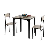 VLIVRA Ensemble Table et Chaises avec 1 Table et 2 Chaises - pour Cuisine, Balcon et Petit Espace - Métal et MDF - Naturel