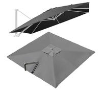 VLKLPZAHAK Parasol De Jardin Rectangulaire Toile De Rechange 300x400cm Auvent De Rechange pour Déporté Parasol 8 Baleines, Tissu De Rechange pour Parasol De Table(Grey,3x3m (9.8x9.8ft))