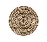 Tapis - vidaXL - Jute fait à la main - Imprimé marron foncé - 120 cm - Rond - Moderne