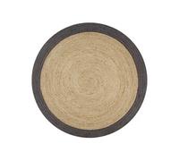 Vloerkleed handgemaakt met donkergrijze rand 90 cm jute133677