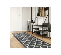 Vloerkleed wasbaar anti-slip 80x300 cm zwart en wit136604