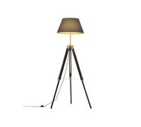 Vidaxl Lampadaire À Trépied Noir Et Doré Bois De Teck Massif 141 Cm Multicolore