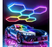 VLUMIERE RGB LED Hexagonal Luminaire, 6 Hex éclairage de Plafonnier | Synchronisation musicale, application intelligente et télécommande, pour garages, salles de jeux, studios, salles de sport