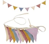 VLYX Guirlande Fanion en Tissu - Banderole Colorée Double Face en Coton pour Chambre d'enfant, Jardin, Tea Party, Mariage, Fête Prénatale, Anniversaire et Déco de Chambre (Vert Morandi)