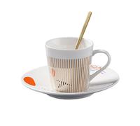 VMAPJIZA Tasse et soucoupe effet miroir, tasse et soucoupe anamorphiques, tasse à café réfléchissante, tasse à café expresso en céramique avec soucoupe et cuillère, tasses à thé et soucoupes, pour