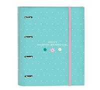 VMB Mint Paradise Classeur 4 anneaux de 35 cm avec 100 feuilles A4, idéal pour les enfants de différents âges, confortable et polyvalent, qualité et résistance, 27 x 3,5 x 32 cm, Vert menthe