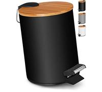 VMbathrooms Poubelle de salle de bain, 3 l, design noir élégant, pédale, système Soft Close, couvercle et récipient intérieur