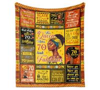 VMREAYR Couverture afro-américaine pour 70e anniversaire pour elle, cadeau de 70 ans pour femme, couverture de 152,4 x 127,2 cm, décoration de fête d'anniversaire 70 ans et fabuleux cadeau pour femme