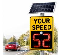 vnmudzeo Panneau Radar de Vitesse à Énergie Solaire Yellow-60x75cm | Portée de 500 Mètres, Film Réfléchissant, Résistant à la Pluie et à la Neige, pour la Signalisation Routière