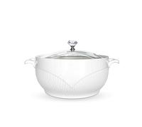 Vnook Soupière en céramique avec Couvercle en Verre, Porcelaine Blanche Servant Une soupière décoration de Soupe Mignonnes soupières couvertes en céramique pour Soupe (Size : 2.5L)