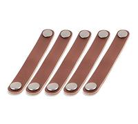 VOANZO 5PCS Poignée de Porte de Meubles Première Couche de Quincaillerie en Cuir Poignée de Porte en Cuir PU pour Quincaillerie de Meubles Double Clou 17cm (Marron)