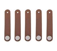 VOANZO 5PCS Poignée de Porte de Meubles première Couche en Cuir poignée de Porte en Cuir PU pour quincaillerie de Meubles Single Nail 14cm (Marron)