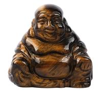 VOANZO Statue de Bouddha en Cristal œil de Tigre, Joyeux et Rieur, Petite décoration de 1,5 Pouce pour la Maison, Mini Cadeau Bouddhiste, Figurine de Bouddha sculptée, Porte-Bonheur, Pierre de Poche