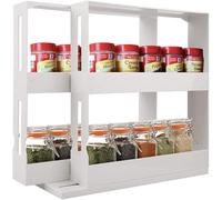 Voarge Étagère à épices multifonction à 2 niveaux, compatible avec jusqu'à 20 pots à épices - Étagère de cuisine amovible