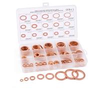 VOBOR 150 Pcs Rondelle Cuivre Joint Vidange Assortiment Kit, 15 Tailles M5, M6, M8, M10, M12, M14, M116, M18, M20, M22, Rondelle Plate pour L'étanchéité des Vis Bagues D'étanchéité