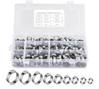 VOBOR 180 Pièces Collier de Serrage Inox, 9 Tailles 5,8-21mm, Collier Tuyau Métallique à Simple Oreille Réglable pour Tuyau D'eau, Tubing Automobile