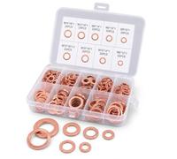 VOBOR 200 Pcs Rondelle Cuivre Joint Vidange Assortiment Kit, 9 Tailles M5, M6, M8, M10, M12, M14, Rondelle Plate pour L'étanchéité des Vis Bagues D'étanchéité
