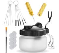 VOBOR 23 Pièces Kit de Nettoyage pour Aérographe, Comprenant 1 Pot Support 5 Brosses 5 Pics 1 Aiguille de Lavage 10 Cotons Filtrants et 1 Pinceau Fin, pour Nettoyage Airbrush & Autres Outils